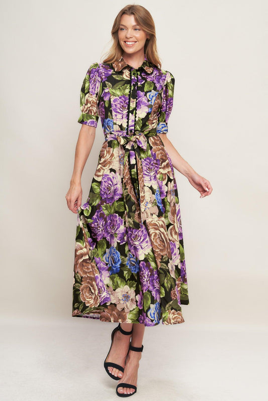 VIVID HERITAGE WOVEN MIDI DRESS