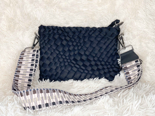 The Bella Woven Neoprene Crossbody - Black