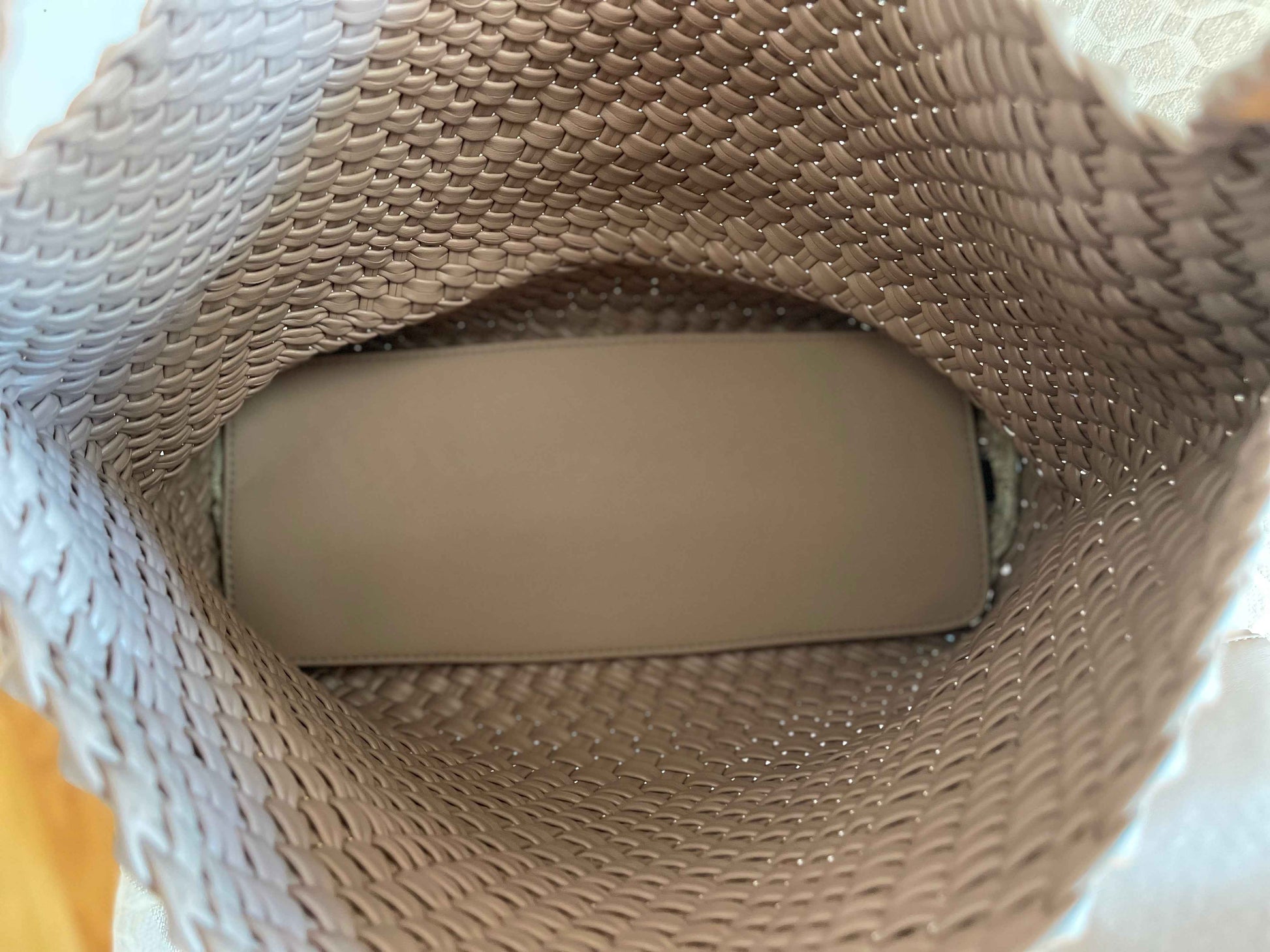 The Willow | Large Woven Vegan Leather Tote - Khaki