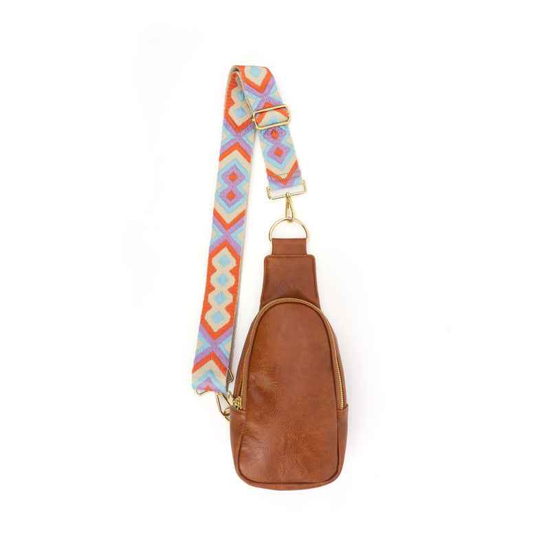 The Atlas | Zippered Sling Bag (Brown) - Pick Your Strap