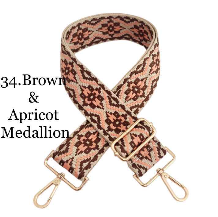 The Sailor | Zippered Crossbody Bag (Ivory) - Pick Your Strap 34. Brown & Apricot Medallion