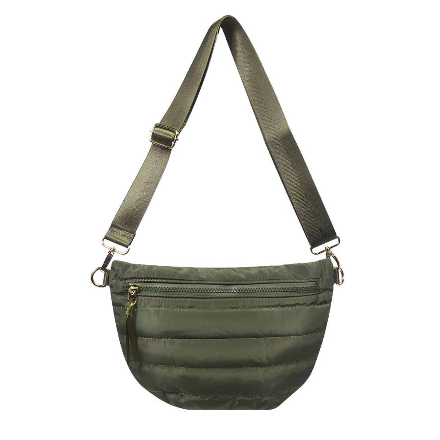 The Blake | Crescent Puffer Sling Bag | 14 Colors Olive