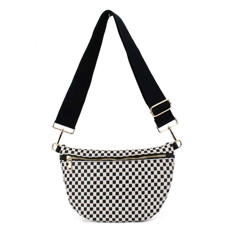 The Fiona | Woven Bum Bag Black Checkered