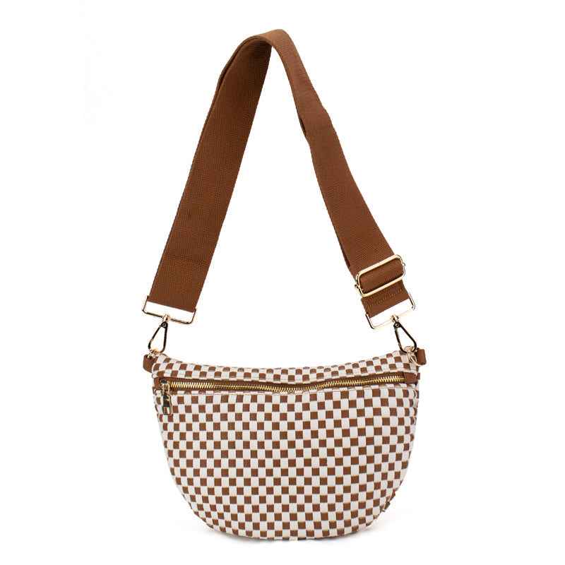 The Fiona | Woven Bum Bag Brown Checkered