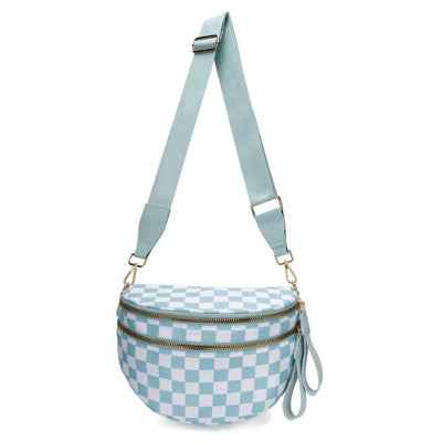The Avril | Checkered Sling Crossbody Bag Light Blue Checkered