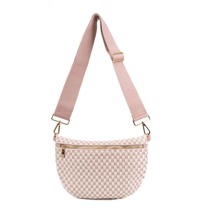 The Fiona | Woven Bum Bag Light Pink Checkered