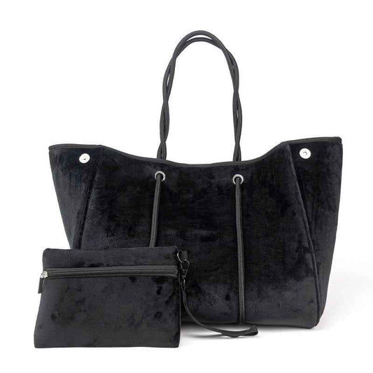 The Aniella Large Neoprene Tote - Black Velvet
