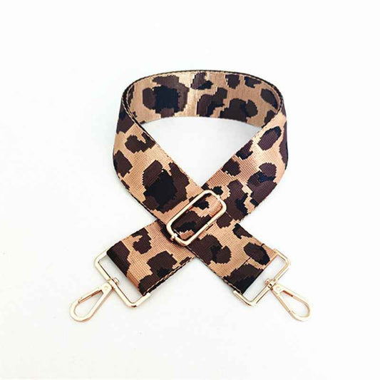 Beige Leopard Bag Strap - Gold Hardware