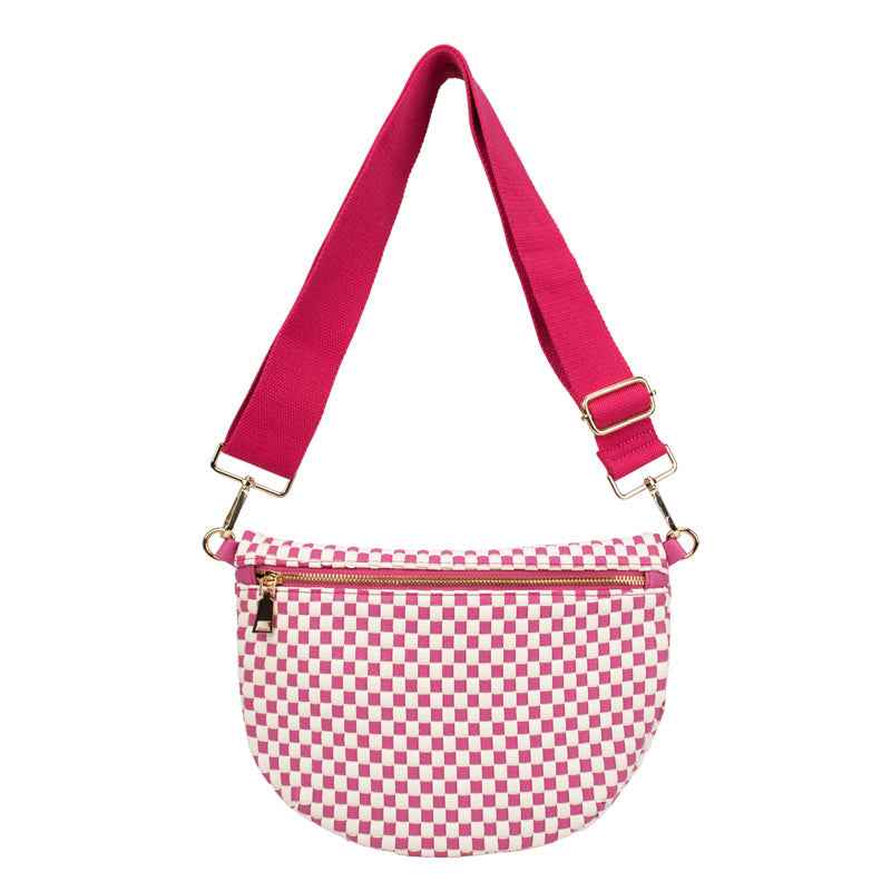 The Fiona | Woven Bum Bag Bright Pink Checkered