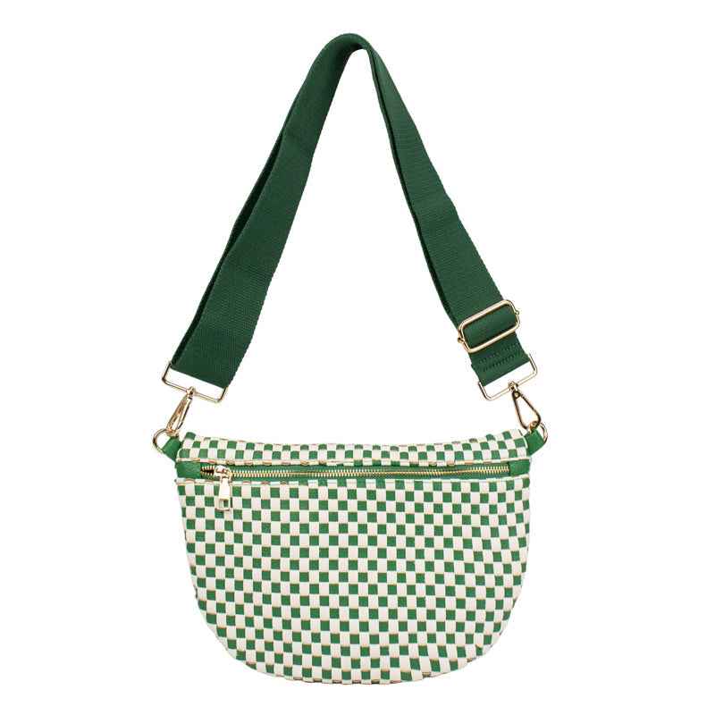 The Fiona | Woven Bum Bag Green Checkered