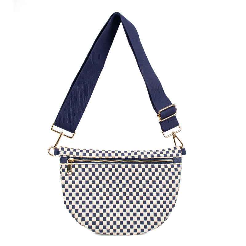 The Fiona | Woven Bum Bag Navy Checkered
