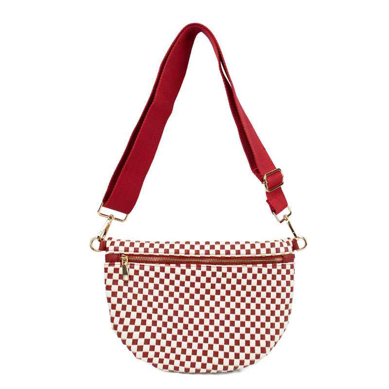 The Fiona | Woven Bum Bag Brick Red Checkered