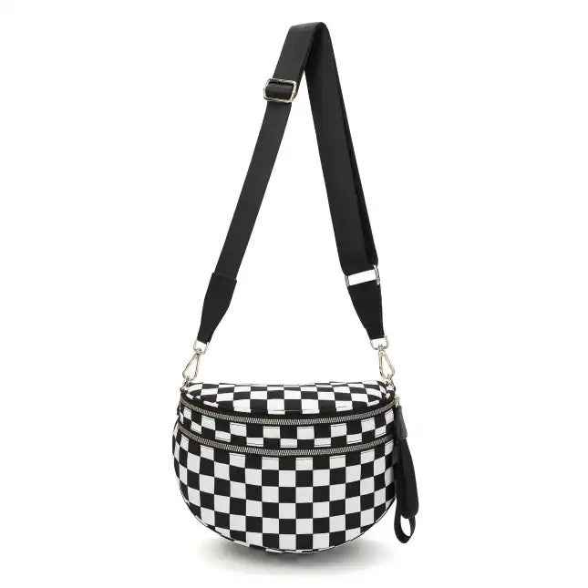 The Avril | Checkered Sling Crossbody Bag Black Checkered