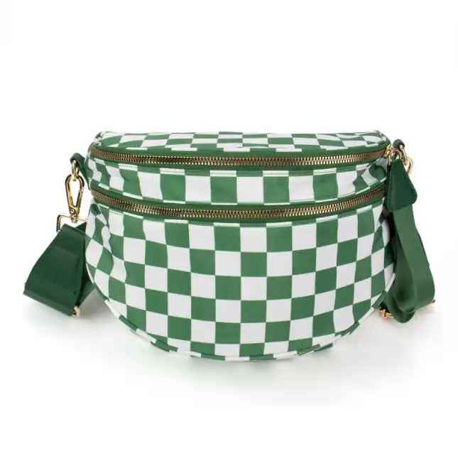 The Avril | Checkered Sling Crossbody Bag Kelly Green Checkered