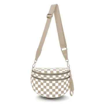 The Avril | Checkered Sling Crossbody Bag Khaki Checkered
