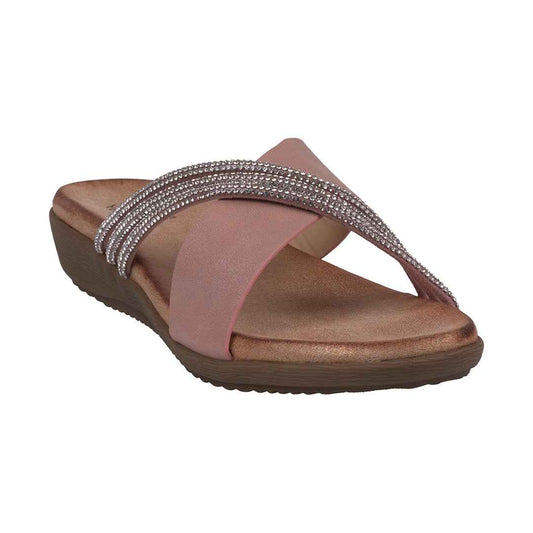 Women's Iris Blush Embellished Asymmetrical Flat Sandals Blush