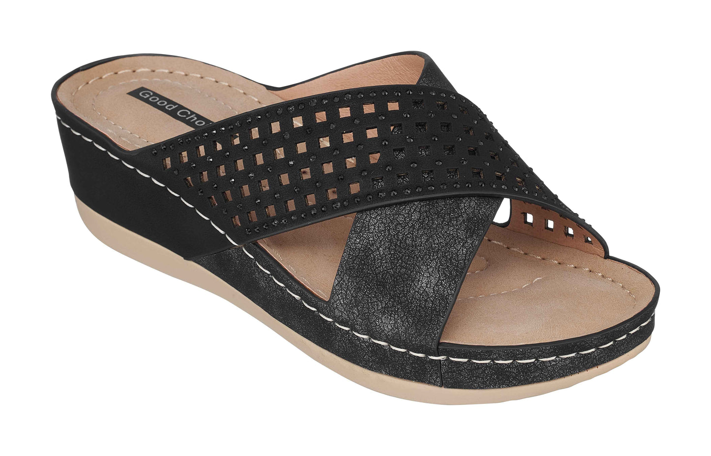 Isabella Black Wedge Sandals Black