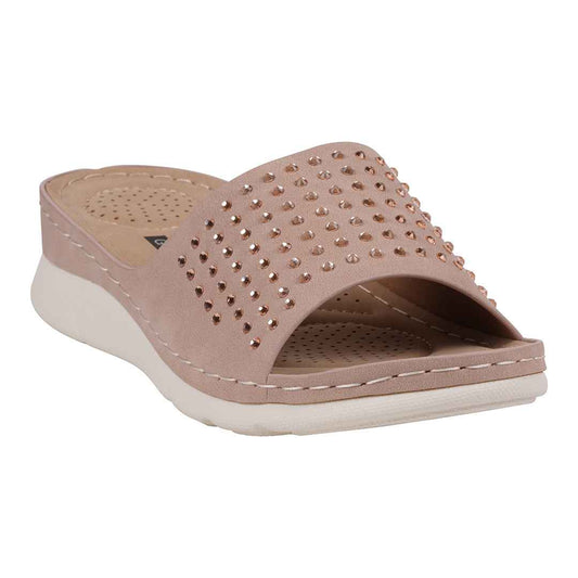 Women's Julie Blush Embellished Flat Comfort Sandals Blush