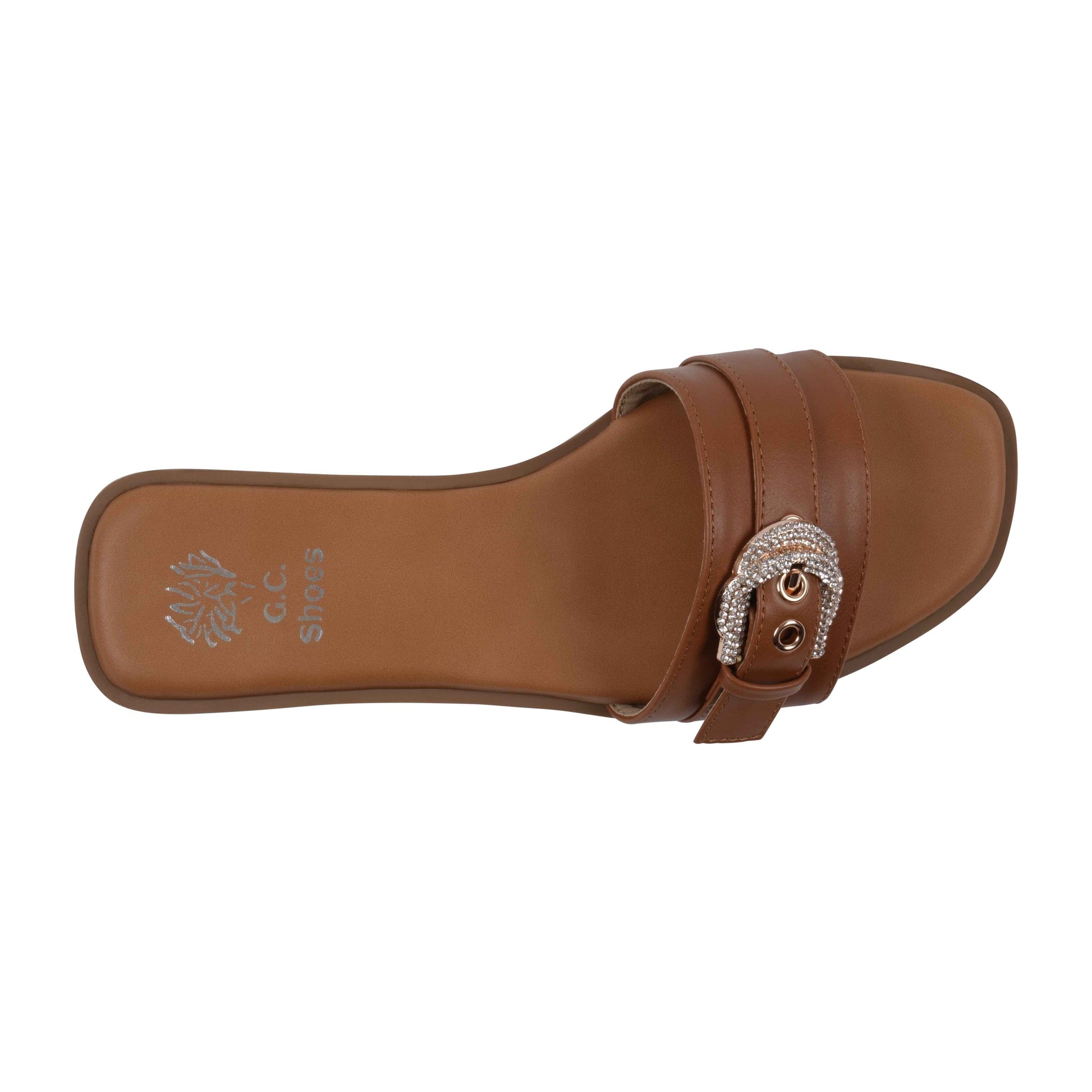 Women's Kenna Natural Embellished Buckle Flat Sandals