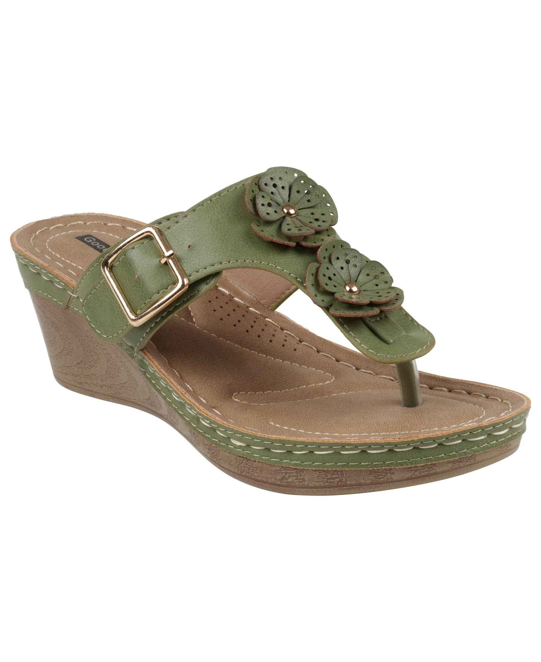 Narbone Green Wedge Sandals 10