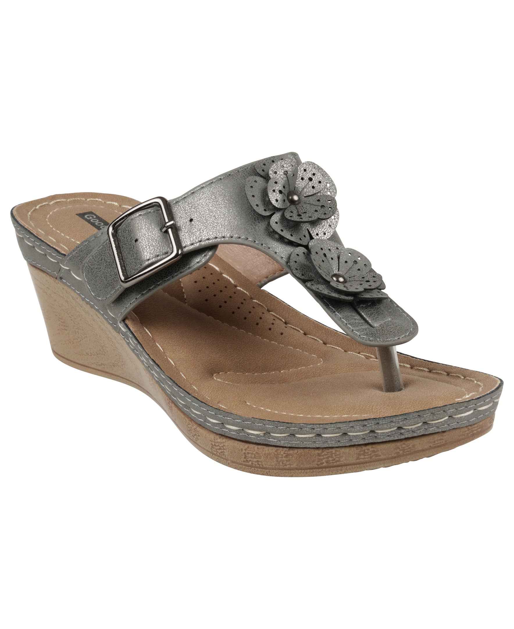 Narbone Pewter Wedge Sandals | Comfortable Summer Wedges 10