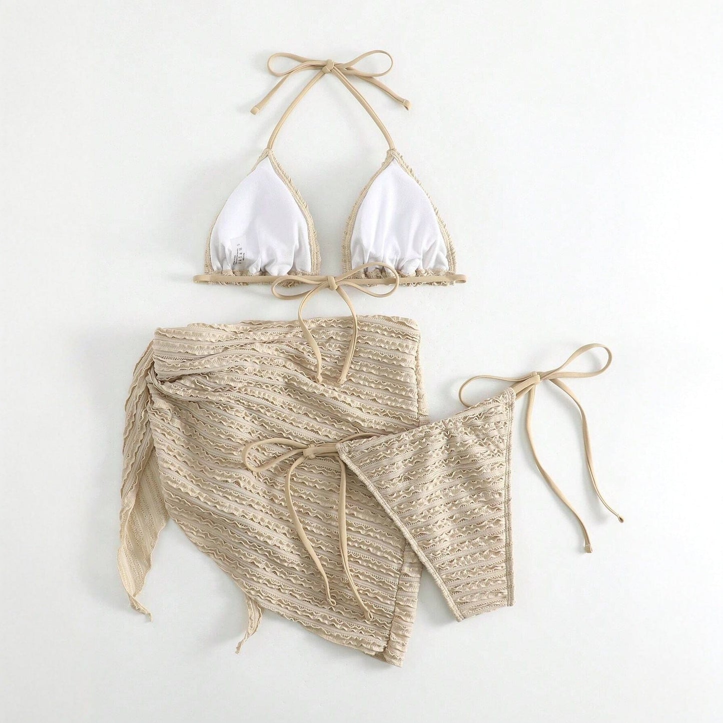 Swimsuit Bikini Separate Solid Color Sexy Bikini Three Piece Set