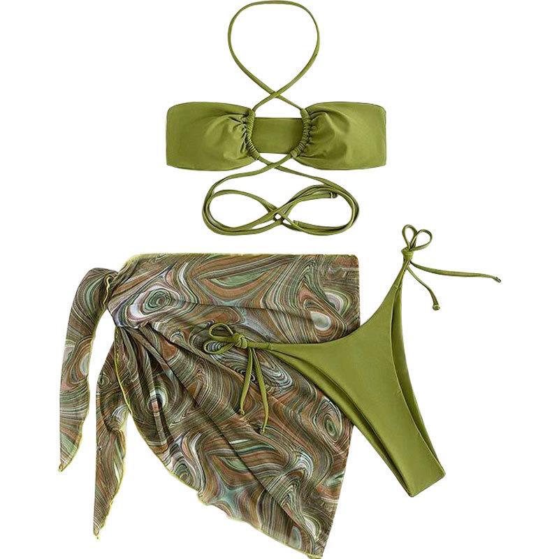 Sexy Bikini Separate Mesh Skirt Three Piece Swimsuit Women's Bikini