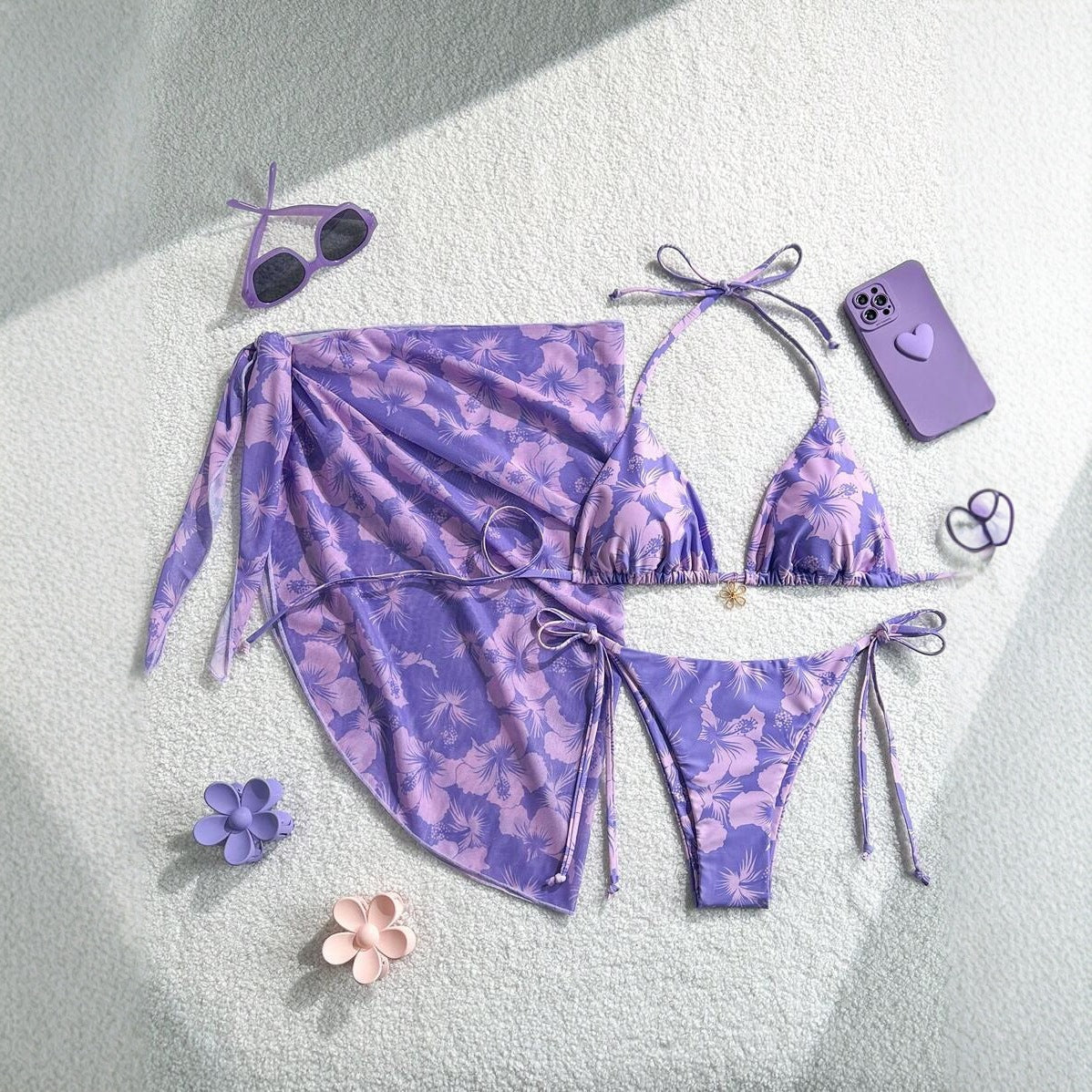 Sexy Bikini Three Piece Swimsuit with and Apron Split Body Design Suitable for Hot Spring Use