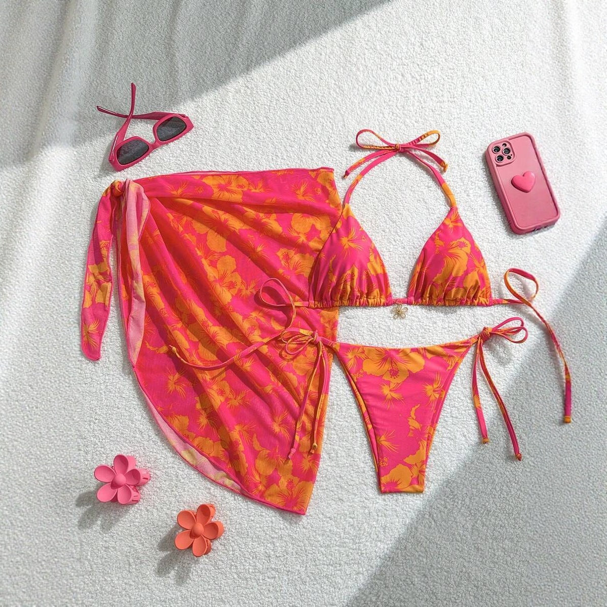 Sexy Bikini Three Piece Swimsuit with and Apron Split Body Design Suitable for Hot Spring Use