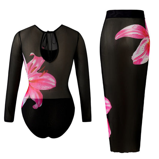 Women's Long Sleeve One Piece Swimsuit Sun Protection Quick Dry Bathing Suit