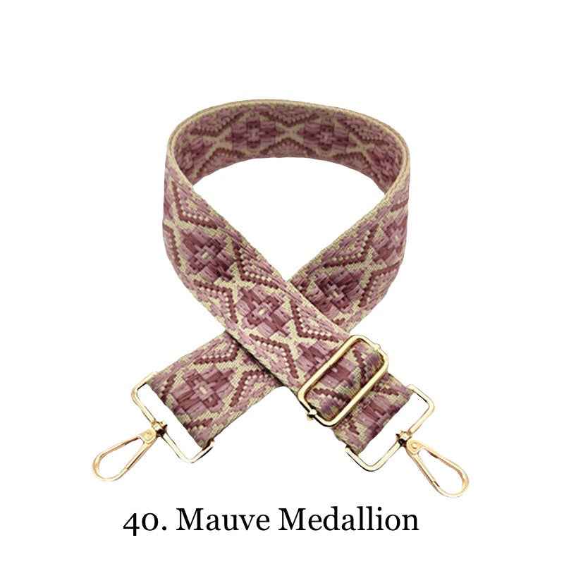 The Nora | Clear with Black Trim Stadium Courier- Pick Your Strap 40. Mauve Medallion
