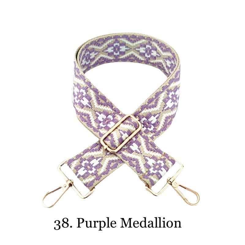 The Nora | Clear with Black Trim Stadium Courier- Pick Your Strap 38. Purple Medallion