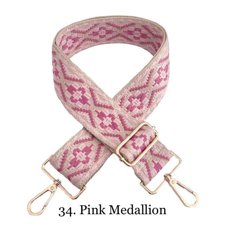 The Nora | Clear with Black Trim Stadium Courier- Pick Your Strap 34. Pink Medallion