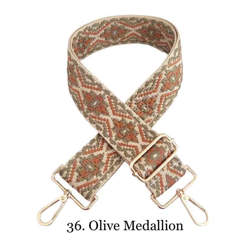 The James | Clear with Gray Trim Sling Bag - Pick Your Strap 36. Olive Medallion