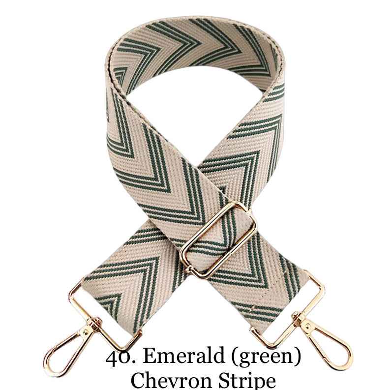 The Sailor | Zippered Crossbody Bag (Camel) - Pick Your Strap 40. Emerald (green) Chevron Stripe