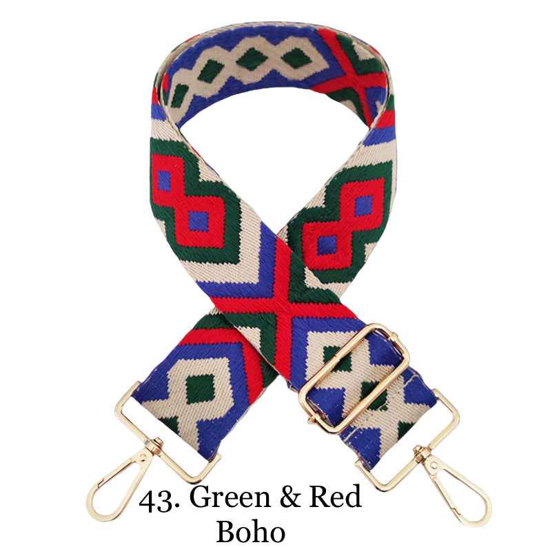The Sailor | Zippered Crossbody Bag (Ivory) - Pick Your Strap 43. Green & Red Boho
