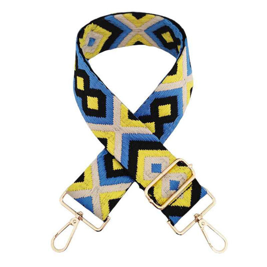 Bright Neon Yellow Boho Bag Strap - Gold Hardware