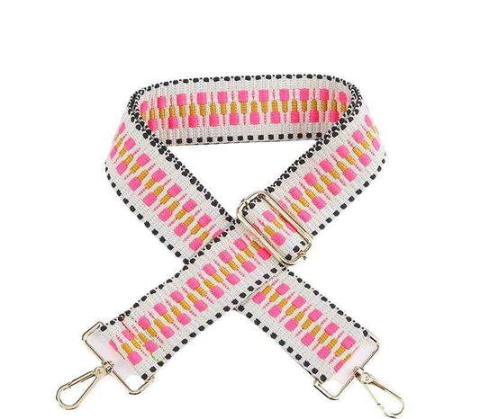 Neon Embroidered Bag Strap - Gold Hardware