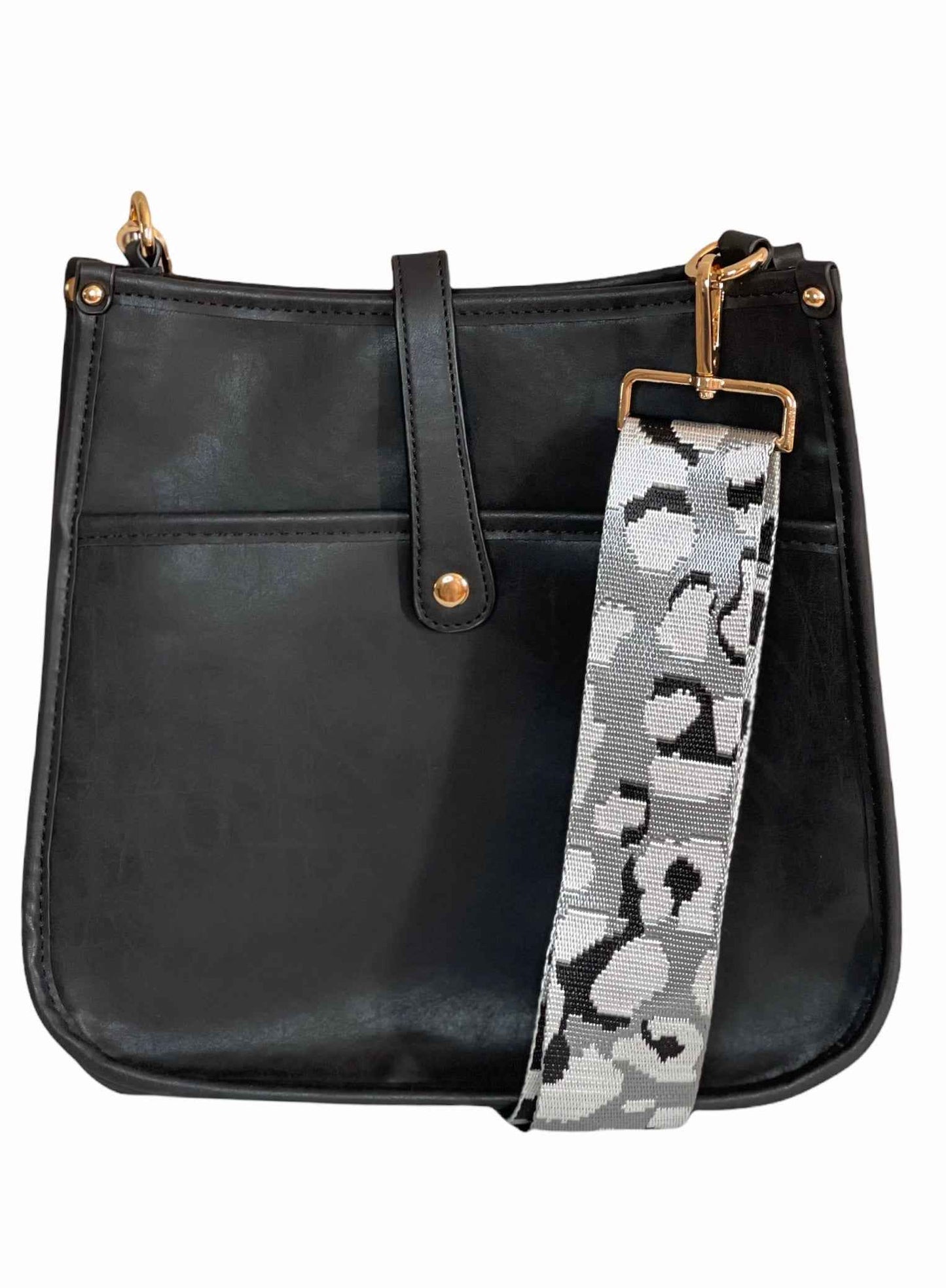 Vegan Leather Crossbody Bag (BLACK) - Pick Your Strap