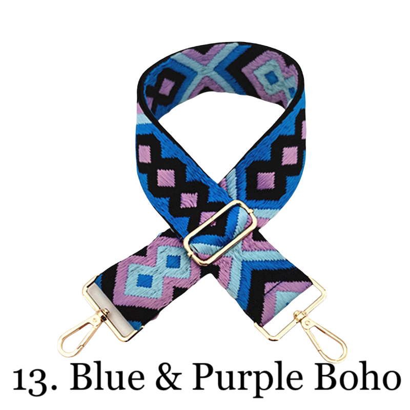 The Nora | Clear with Black Trim Stadium Courier- Pick Your Strap 13. Blue & Purple Boho