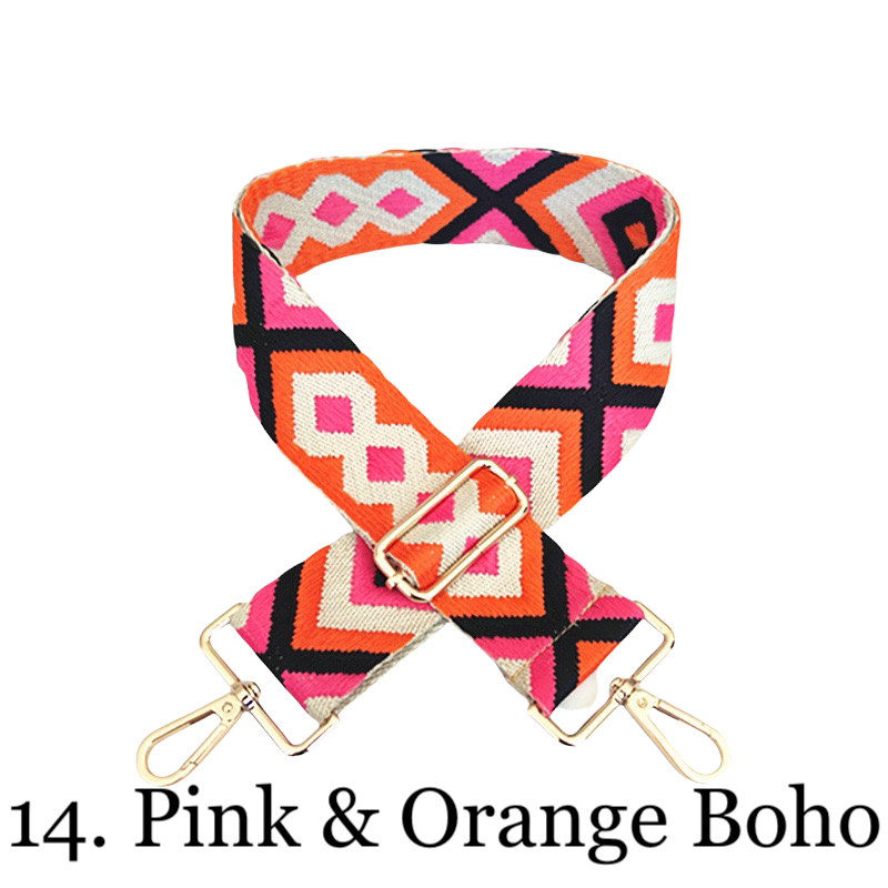 The James | Clear with Gray Trim Sling Bag - Pick Your Strap 14. Pink & Orange Boho