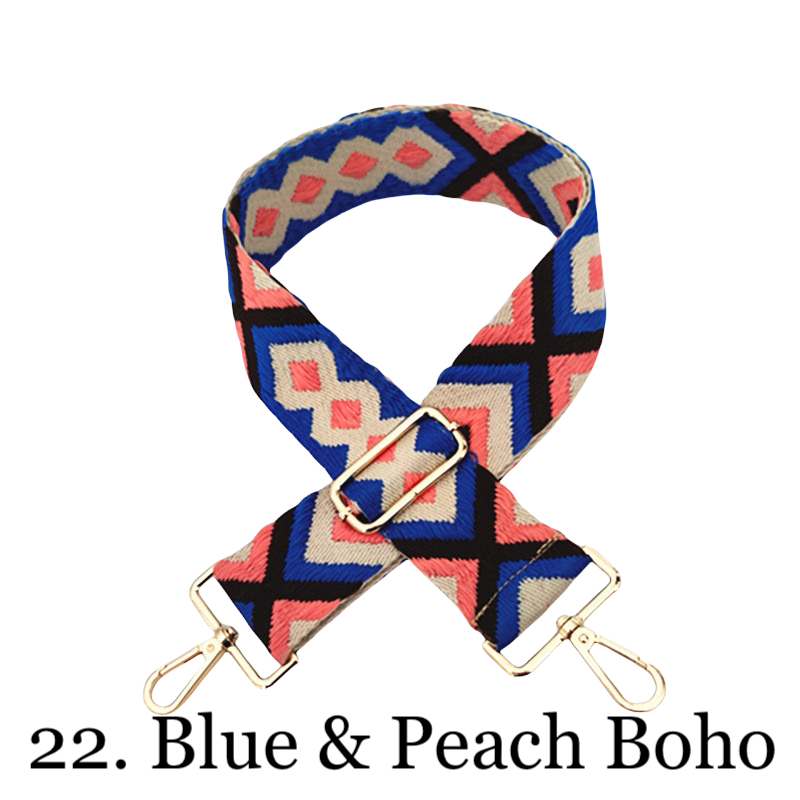 The Nora | Clear with Black Trim Stadium Courier- Pick Your Strap 22. Blue & Peach Boho