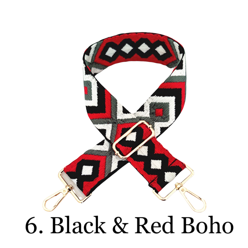 The James | Clear with Brown Trim Sling Bag - Pick Your Strap 6. Black & Red Boho