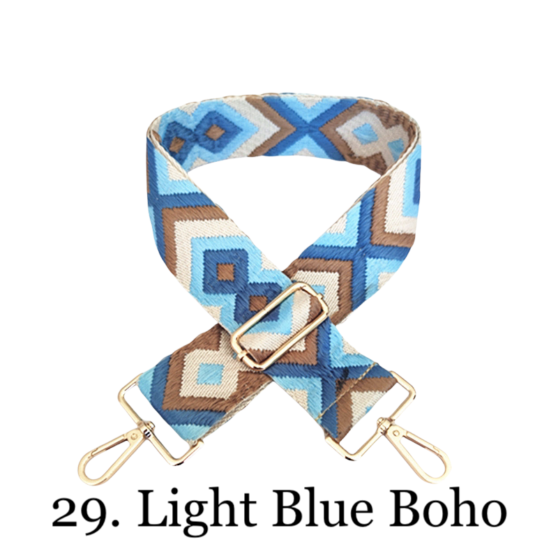 Vegan Suede Crossbody Bag (Brown) - Pick Your Strap 29. Light Blue Boho