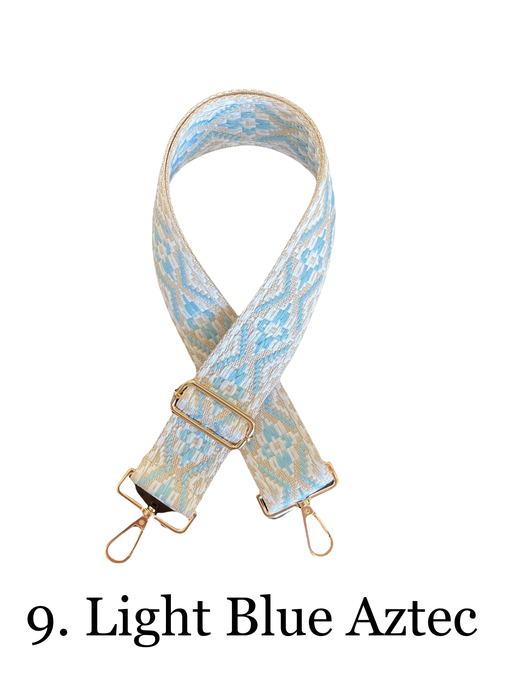 The Atlas | Zippered Sling Bag (Camel) - Pick Your Strap 9. Light Blue Aztec