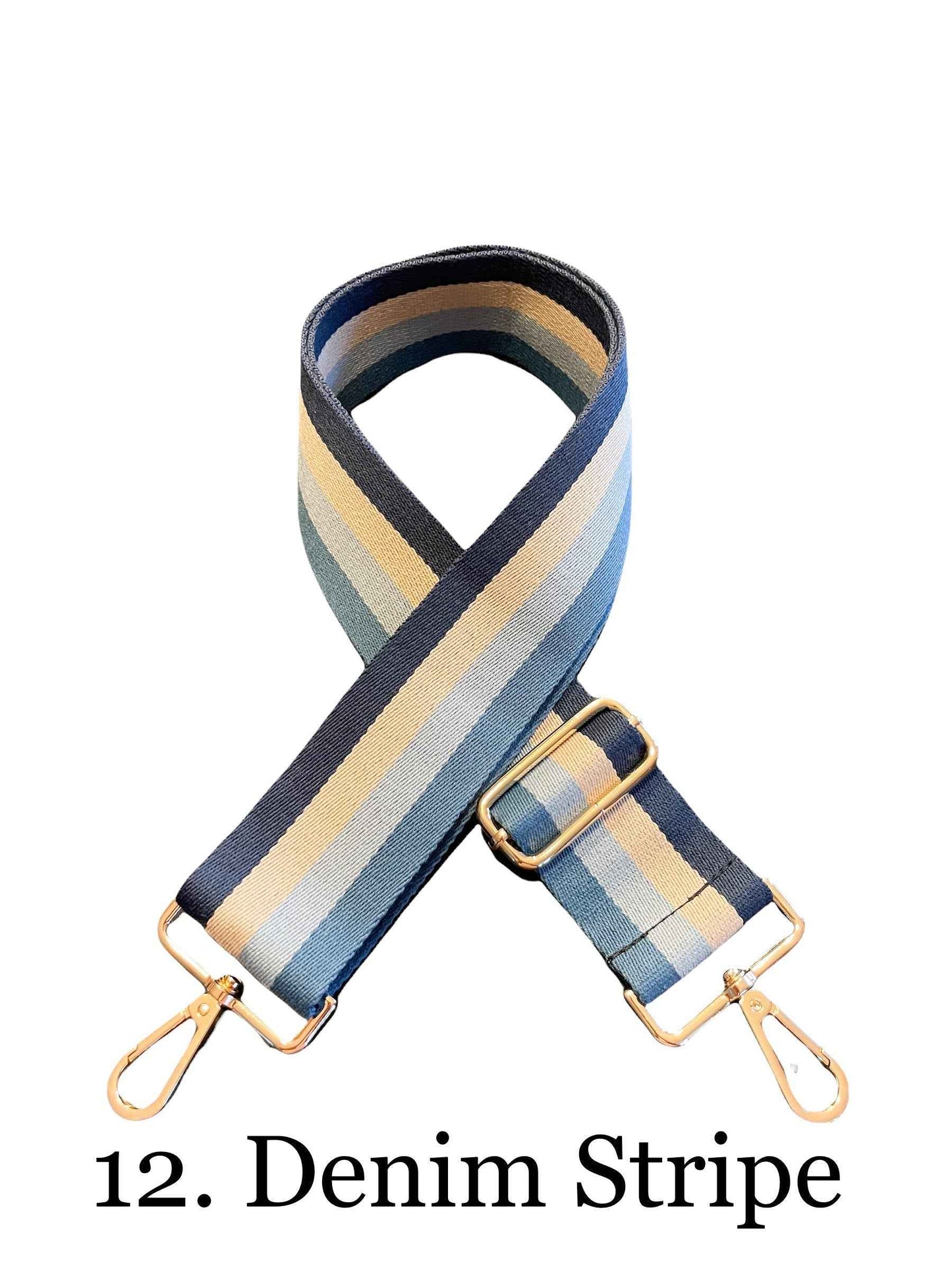 The James | Clear with Brown Trim Sling Bag - Pick Your Strap 12. Denim Stripe