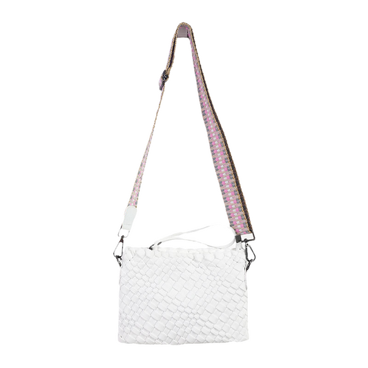 The Bella Woven Neoprene Crossbody - True White