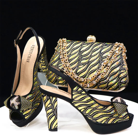 Italian Shoes And Bag Sets For Evening Party With Stones HJK1-60