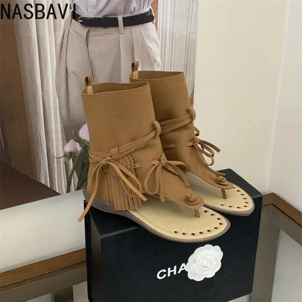 Flat Bottom Women's Gladiator Roman Short Ankle Boots