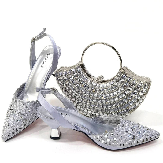 Latest Luxury Pattern Ladies Shoes And Bag Set